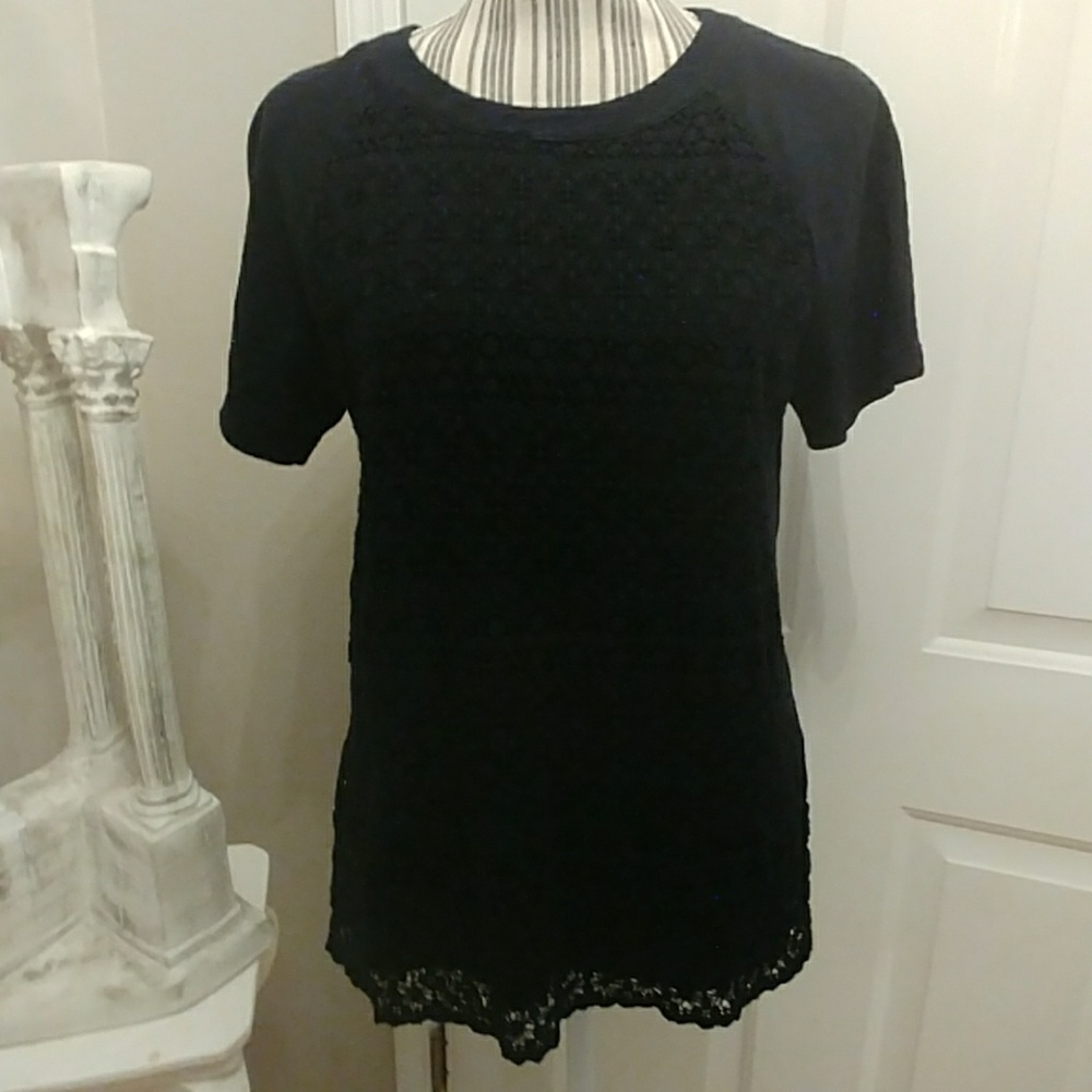 Madewell Knit Top with a Lace Overlay